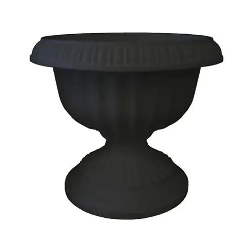 Flower Pot 14.8" H X 17.8" D Plastic Grecian Urn Black Black - pack of 6 Flower Pot 14.8" H X 17.8" D Plastic Grecian Urn Black Black - pack of 6