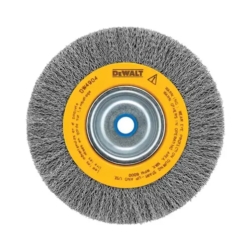 Wire Wheel Brush, 6 in Dia, 5/8 to 1/2 in Arbor/Shank, 0.014 in Dia Bristle, Carbon Steel Bristle Wire Wheel Brush, 6 in Dia, 5/8 to 1/2 in Arbor/Shank, 0.014 in Dia Bristle, Carbon Steel Bristle