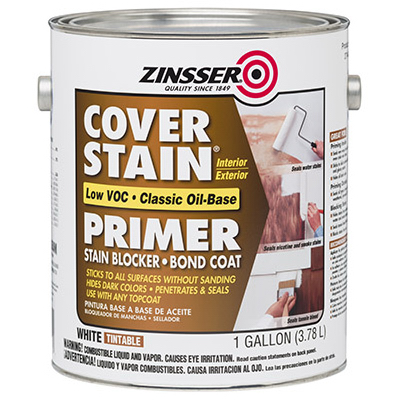 Zinsser 271448 Cover Stain Classic Oil-Based 100 Low VOC Interior/Exterior Primer, Flat White, 1 Gal.