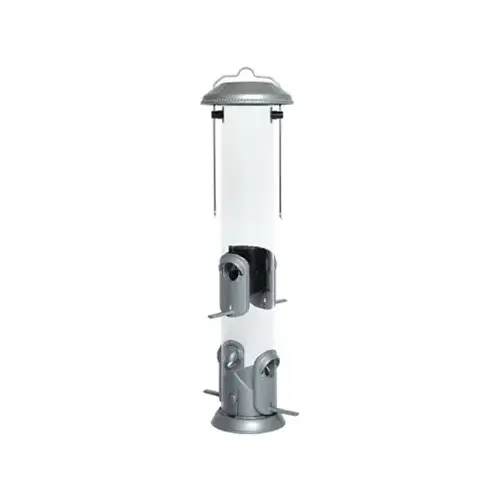 Bird Feeder Deluxe Wild Bird and Finch 1.4 qt Metal/Plastic Tube 4 ports Silver Bird Feeder Deluxe Wild Bird and Finch 1.4 qt Metal/Plastic Tube 4 ports Silver