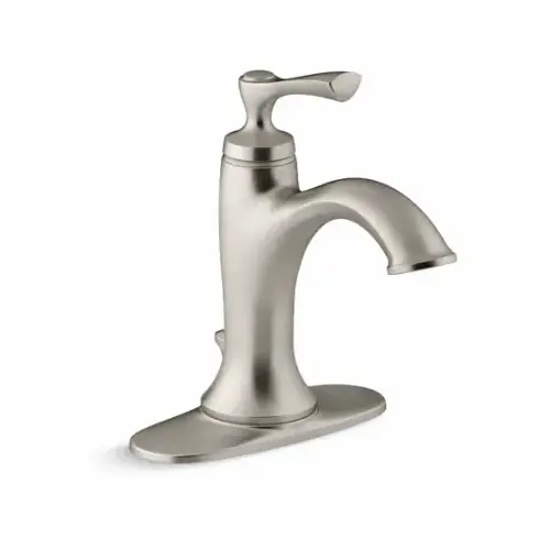 Elliston Brushed Nickel 1-Handle Lever 4 In. Centerset Bathroom Faucet with Pop-Up Elliston Brushed Nickel 1-Handle Lever 4 In. Centerset Bathroom Faucet with Pop-Up