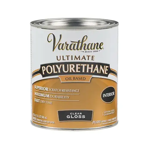 Polyurethane Wood Finish Paint, Gloss, Liquid, Clear, 1 qt, Can Polyurethane Wood Finish Paint, Gloss, Liquid, Clear, 1 qt, Can