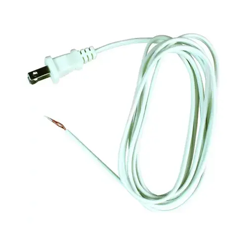 Lamp Cord with Polarized Plug White Lamp Cord with Polarized Plug White