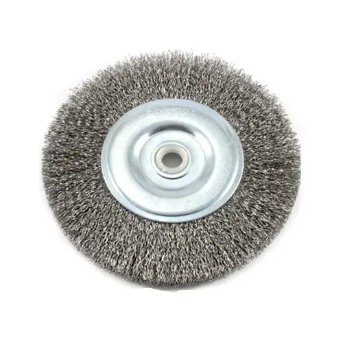 Wire Wheel Brush, 6 in Dia, 1/2 to 5/8 in Arbor/Shank, 0.012 in Dia Bristle