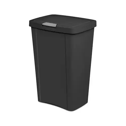 Garbage Can 13 gal Black Plastic Lid Included Black - pack of 4 Garbage Can 13 gal Black Plastic Lid Included Black - pack of 4