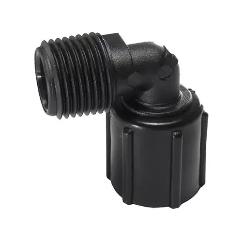 PEXLOCK Pipe Elbow, 1/2 in, MPT x FPT, 90 deg Angle, Black, 100 psi Pressure