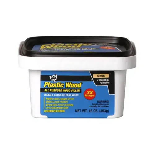 Plastic Wood Wood Filler, Paste, Musty, Natural, 16 oz Plastic Wood Wood Filler, Paste, Musty, Natural, 16 oz