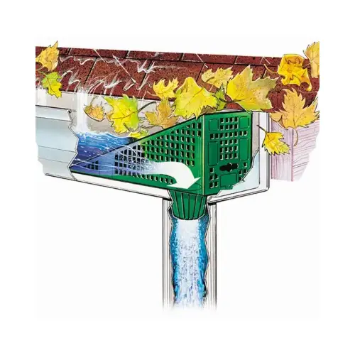 Wedge Downspout Screen, Plastic, Green