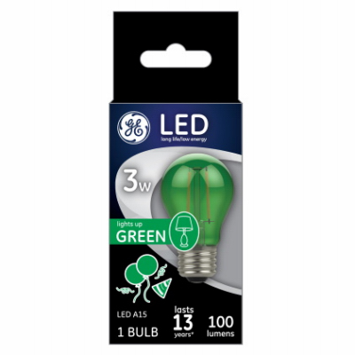 GE 93116856 LED Bulb A15 E26 (Medium) Green 40 Watt Equivalence Clear