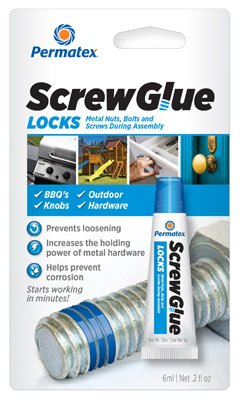 PERMATEX 28206 ScrewGlue Screw Locking Glue, 0.2 oz Tube, Liquid, Blue