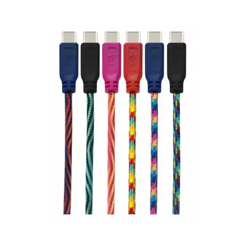 Charging and Sync Cable, USB, C, 7 ft L - pack of 24