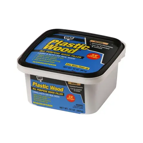 Plastic Wood Wood Filler, Paste, Musty, Natural, 32 oz Plastic Wood Wood Filler, Paste, Musty, Natural, 32 oz