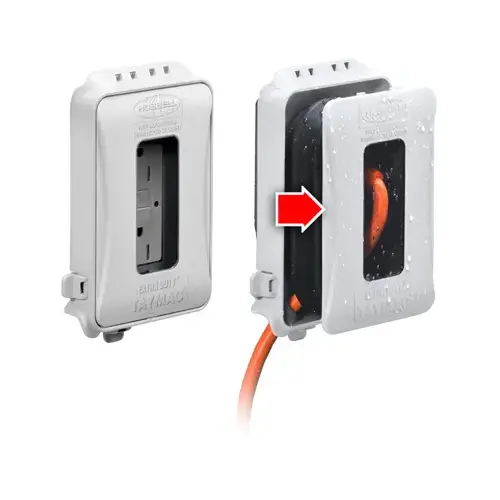 EXTRA DUTY Electrical Box Cover, 3 in L, 4.04 in W, 1 -Gang, Polycarbonate/Synthetic Neoprene Rubber White