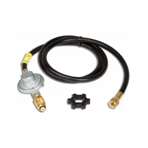 Hose and Regulator Assembly, 3/8 in Connection, 5 ft L Hose, Brass Blue Hose and Regulator Assembly, 3/8 in Connection, 5 ft L Hose, Brass Blue