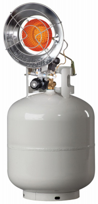 Mr. Heater F242100 Single Tank Top Heater, 5 lb Fuel Tank, Propane, 10000 to 15000 Btu, Silver