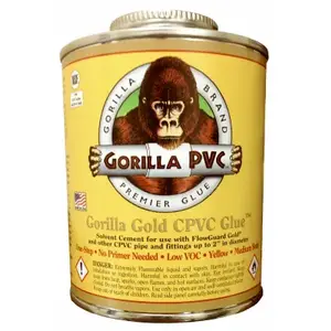 Gorilla PVC 08303 Primer and Cement Gold Yellow For CPVC 8 oz Yellow