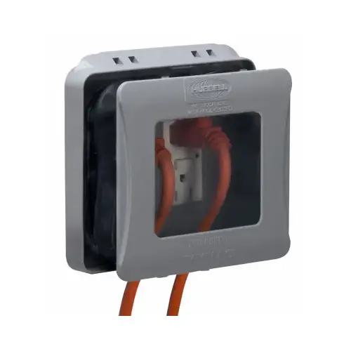 EXTRA DUTY Electrical Box Cover, 3 in L, 5.77 in W, 2 -Gang, Polycarbonate/Synthetic Neoprene Rubber Gray