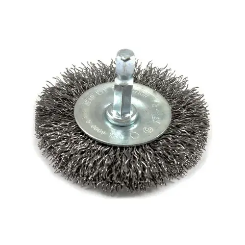 Wire Wheel Brush, 2-1/2 in Dia, 0.012 in Dia Bristle