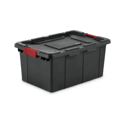 Industrial Tote, Plastic, Black, 25-3/4 in L, 17-1/4 in W, 11-7/8 in H Industrial Tote, Plastic, Black, 25-3/4 in L, 17-1/4 in W, 11-7/8 in H