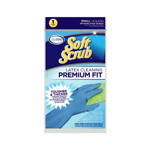 Cleaning Gloves Latex S Blue Embossed Non-Slip Grip - pack of 6