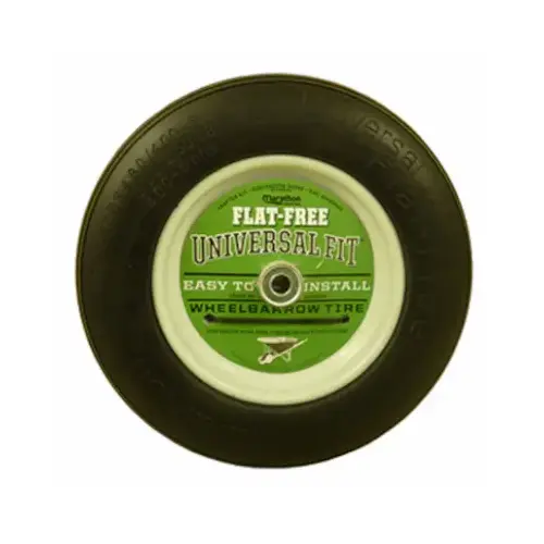 Wheelbarrow Tire Universal Fit 8" D X 14.5" D 300 lb. cap. Centered Polyurethane Wheelbarrow Tire Universal Fit 8" D X 14.5" D 300 lb. cap. Centered Polyurethane