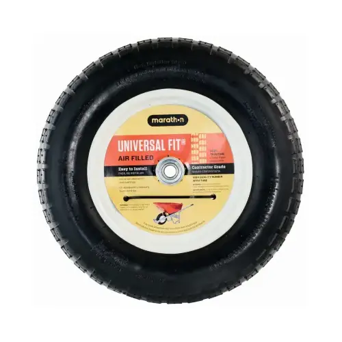 Wheelbarrow Tire Universal Fit 8" D X 14.5" D 300 lb. cap. Centered Rubber Wheelbarrow Tire Universal Fit 8" D X 14.5" D 300 lb. cap. Centered Rubber