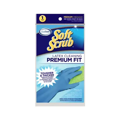 Cleaning Gloves Latex M Blue Embossed Non-Slip Grip