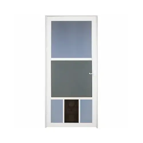 Pet Storm Door 81" H X 36" W Aluminum White Full-View Reversible White