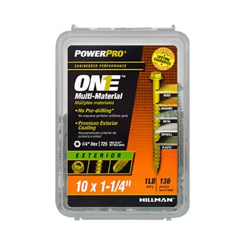 Multi-Material Screw Power Pro No. 10 X 1-1/4" L Star Hex Washer Head 1 lb Bronze