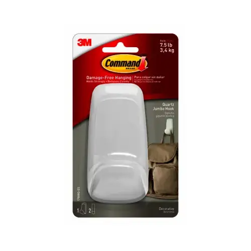 Hook Command Jumbo Plastic 4.375" L Quartz Hook Command Jumbo Plastic 4.375" L Quartz
