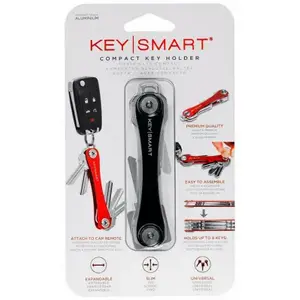 KeySmart KS019-BLK Key Holder Aluminum Black Compact Key Organizer Black