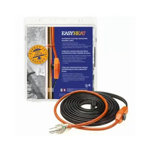 AHB-118 Pipe Heating Cable, 120 VAC, 18 ft L Black/Orange