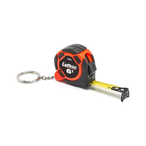 Key Chain Tape Measure 6 ft. L X 0.5" W Mini Hi-Viz Multicolored