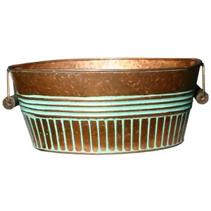 Robert Allen MPT01918 Metal Basin Planter, Vintage Copper, 14 In.