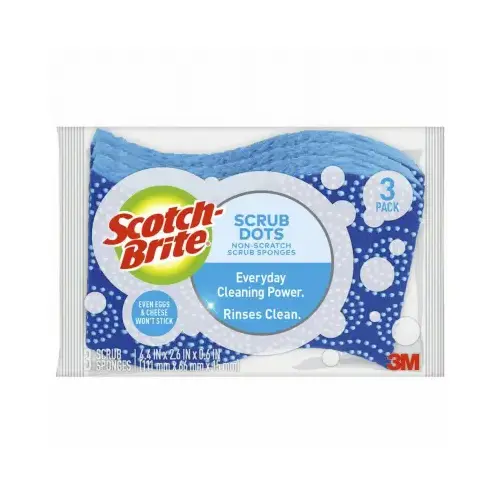 Stay Clean 20203-8 Non-Scratch Sponge, 4.4 in L, 2.6 in W, 0.6 in Thick, Cellulose Blue - pack of 3 Stay Clean 20203-8 Non-Scratch Sponge, 4.4 in L, 2.6 in W, 0.6 in Thick, Cellulose Blue - pack of 3