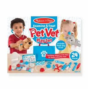 Melissa & Doug 8520 Pet Vet Play Set Examine & Treat Plastic/Wood Multicolored 24 pc Multicolored