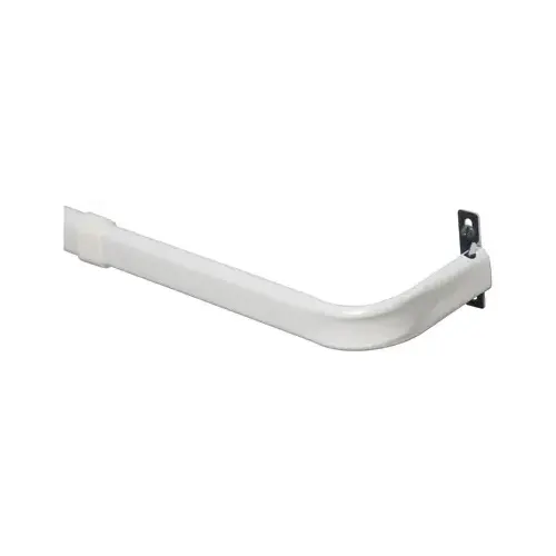 Curtain Rod, 1 in Dia, 28 to 48 in L, Steel, White
