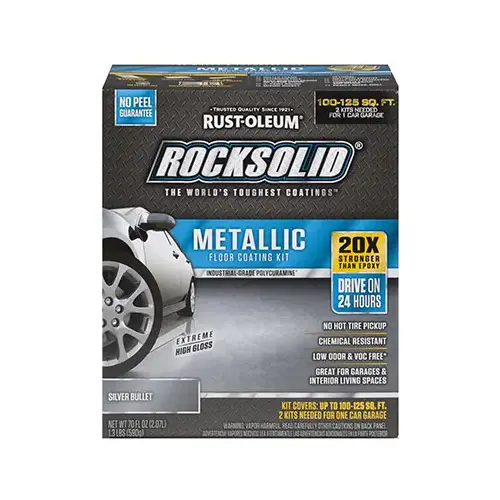 ROCKSOLID Floor Coating Kit, High-Gloss, Silver, Particulate Solid, 70 oz - pack of 2 ROCKSOLID Floor Coating Kit, High-Gloss, Silver, Particulate Solid, 70 oz - pack of 2