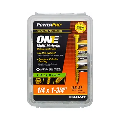 Multi-Material Screw Power Pro 1/4" X 1-3/4" L Star Hex Washer Head 1 lb Bronze