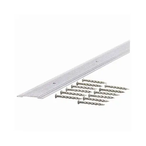 Seam Binder, 36 in L, 1-1/4 in W, Fluted Surface, Hardwood, Mill/Silver