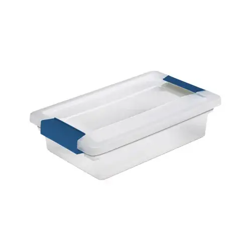 Clip Box, Plastic, Blue Aquarium/Clear, 11 in L, 6-5/8 in W, 2-3/4 in H Clip Box, Plastic, Blue Aquarium/Clear, 11 in L, 6-5/8 in W, 2-3/4 in H