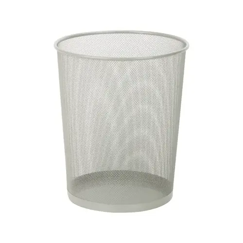 Wastebasket 2.1 gal Silver Metal Open Top Silver