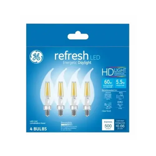 LED Bulb Refresh CAC E12 (Candelabra) Daylight 60 W Clear LED Bulb Refresh CAC E12 (Candelabra) Daylight 60 W Clear
