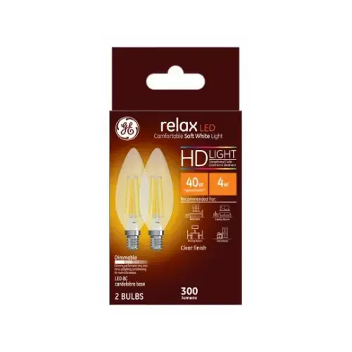LED Bulb Relax BC E12 (Candelabra) Soft White 40 W Clear Pair LED Bulb Relax BC E12 (Candelabra) Soft White 40 W Clear Pair