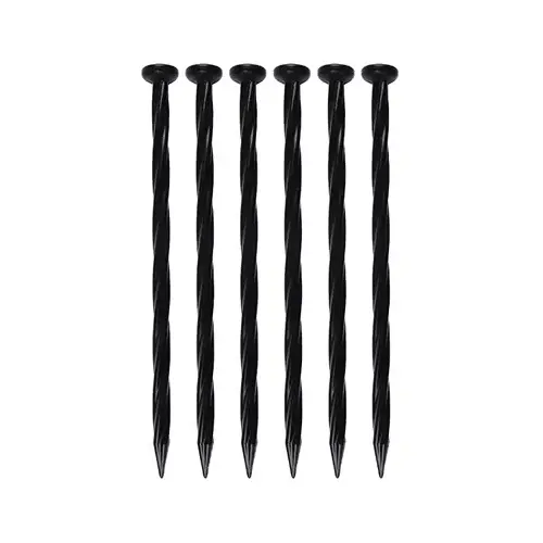 Anchoring Spike, Heavy-Duty, 8 in L, Nylon, Spiral Shank Black - pack of 6