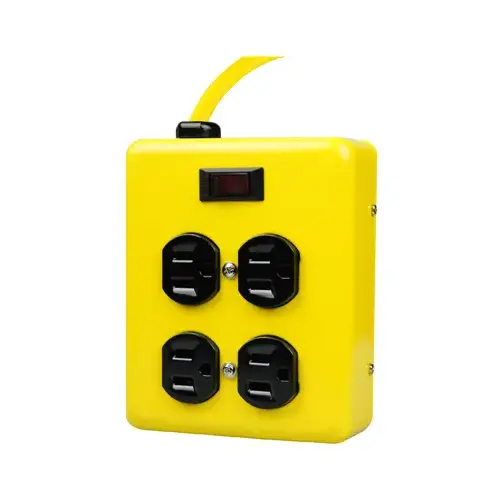 4-Outlet Yellow Metal Power Strip with 4 Ft. Cord 4-Outlet Yellow Metal Power Strip with 4 Ft. Cord