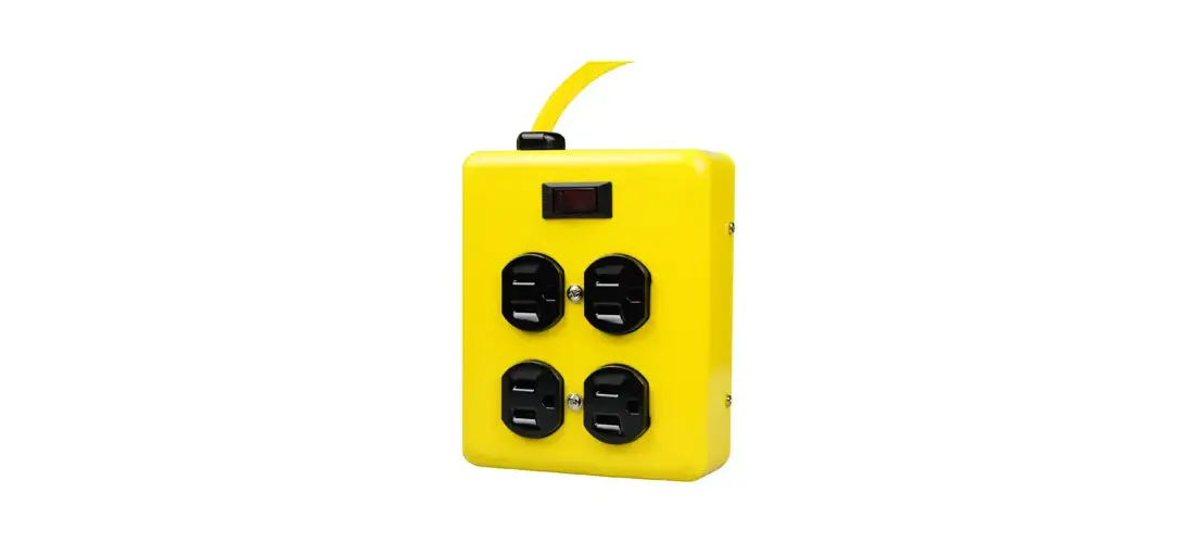 YELLOW JACKET 2177N 4-Outlet Yellow Metal Power Strip with 4 Ft