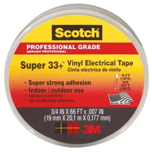 3M 6132-BA-10 Scotch Super 33+ 3/4 in. x 66 ft. Electrical Tape Black