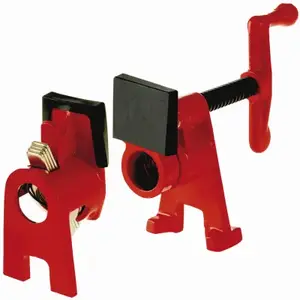 BESSEY TOOLS INC BPC-H34 8-1/2" x 3/4" Diameter H-Style Pipe Clamp, 2-1/8" Throat Depth Black/Red