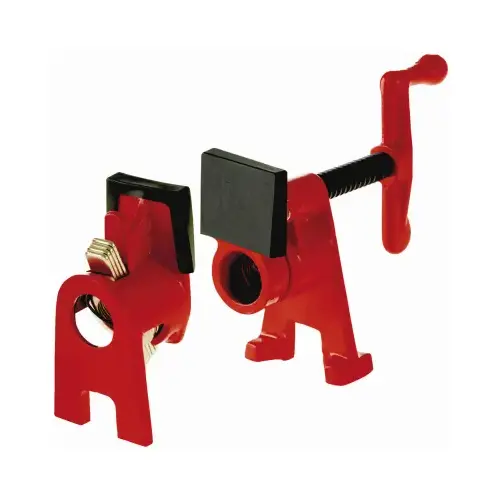 8-1/2" x 3/4" Diameter H-Style Pipe Clamp, 2-1/8" Throat Depth Black/Red